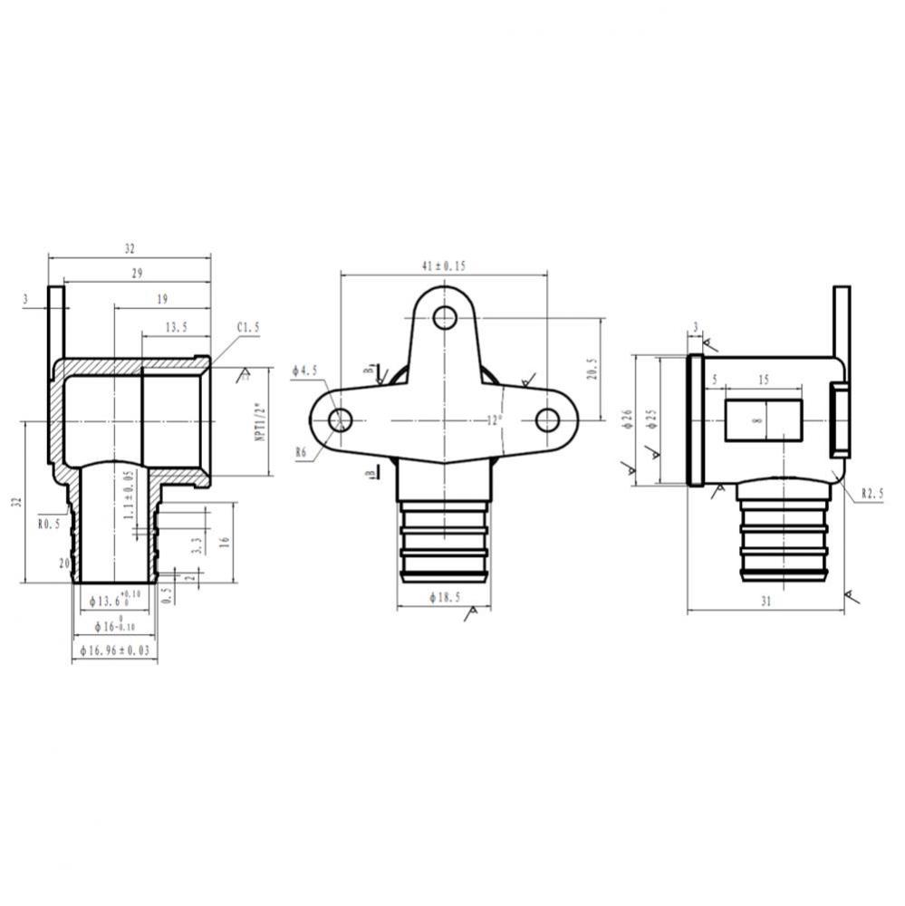 3/4'' Lead Free Pex X 1/2'' Fpt Drop