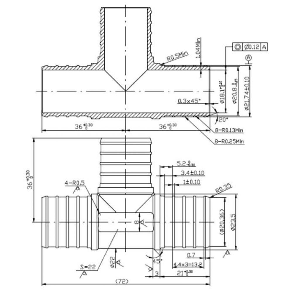 1'' Lead Free Pex Barb Tee