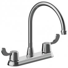 Matco Norca LV-250CB - Two Handle High Arc Kitchen Faucet, Wrist Blade Handles, Three Hole Mount, Quick Mount Installatio