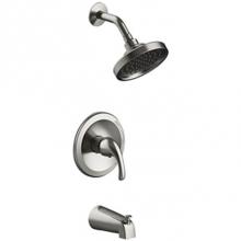 Matco Norca LV-730BNJP - Single Handle Tub and Shower Trim Only, 6'' Showerhead, Metal Slip On Tub Spout, Job Pac