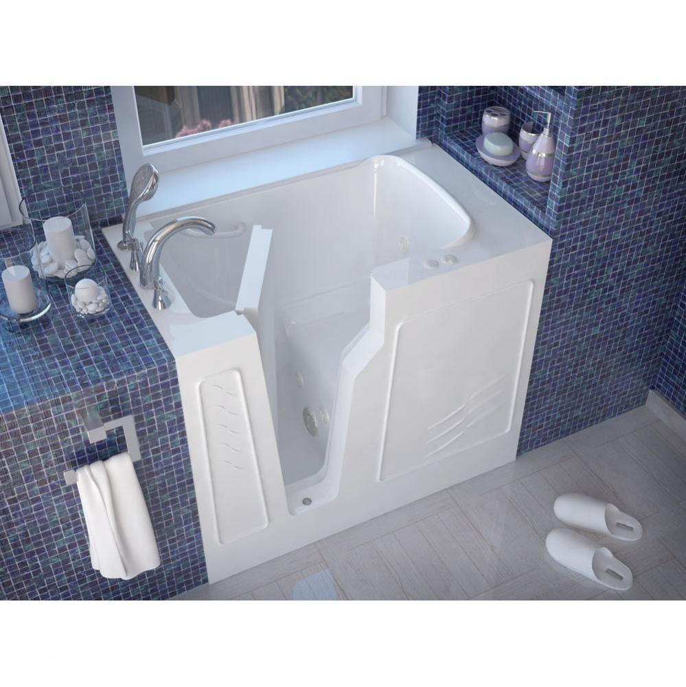 MediTub Walk-In 26 x 46 Left Drain White Whirlpool Jetted Walk-In Bathtub