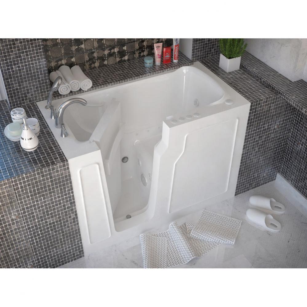 MediTub Walk-In 29 x 52 Left Drain White Whirlpool and Air Jetted Walk-In Bathtub