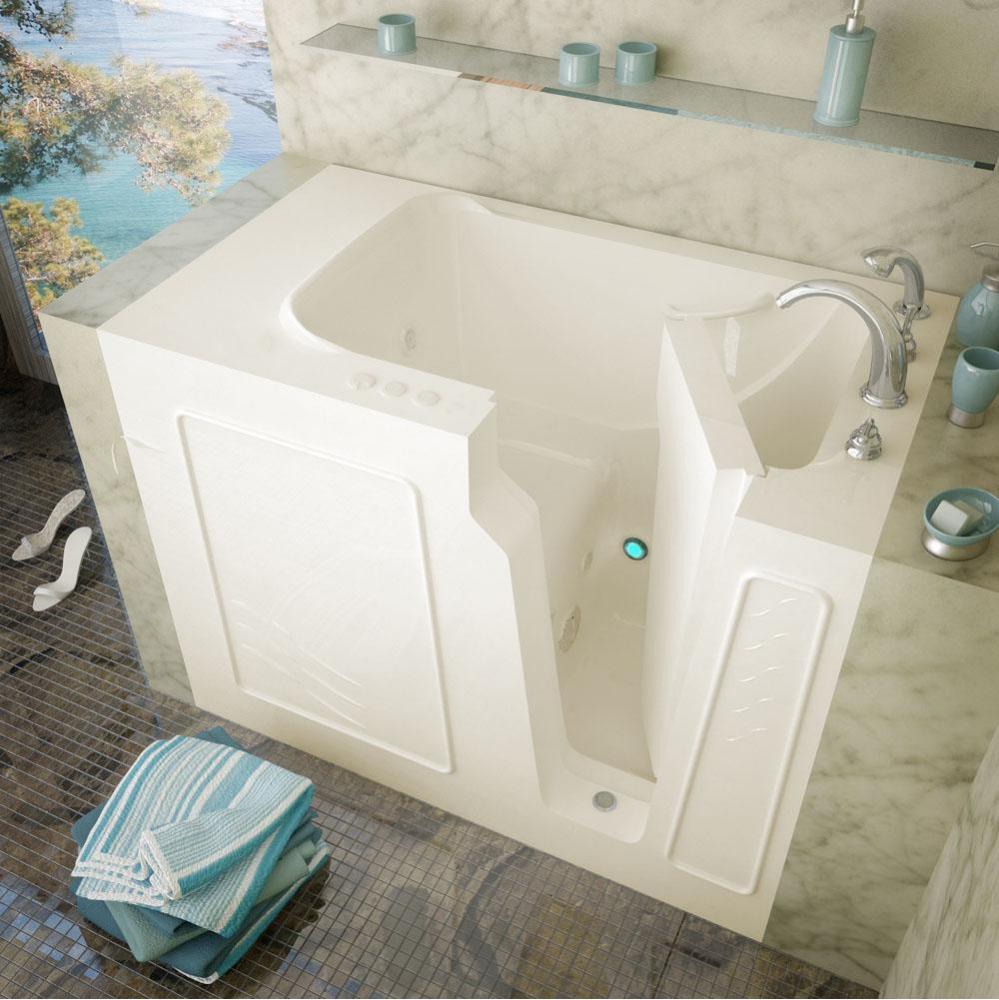 MediTub Walk-In 29 x 52 Right Drain Biscuit Whirlpool Jetted Walk-In Bathtub