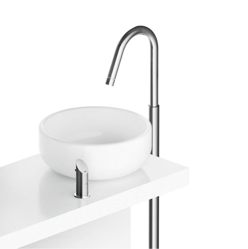 Floor mounted basin column T spout with single lever mixer - no waste - Matte