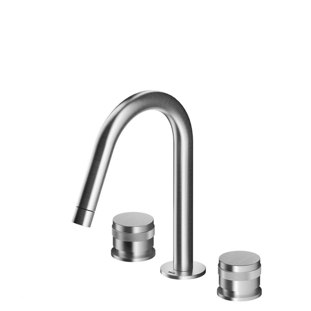 3 hole mixer 1/2'' valves - spout R70 - no waste - Matte - Knurled handles