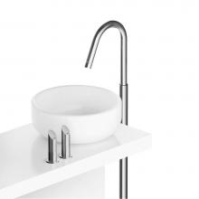 MGS CB220-P - Floor mounted basin column T spout twin valve mixer - no waste - Polished
