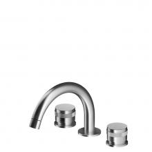 MGS ER282-P - 3 hole mixer 1/2'' valves - spout R90 - no waste - Polished - Knurled handles