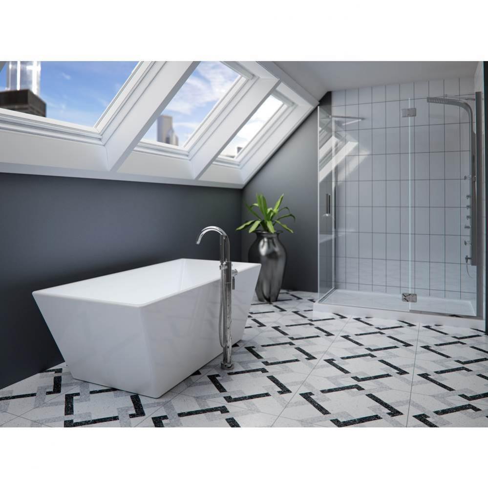 Freestanding One Piece PRAGUE 32x60, Rouge-Air, Chrome Drain, White