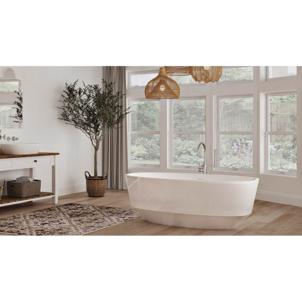 Mystic Striped Freestanding 64 x 33, Soaking Bathtub, Glossy White