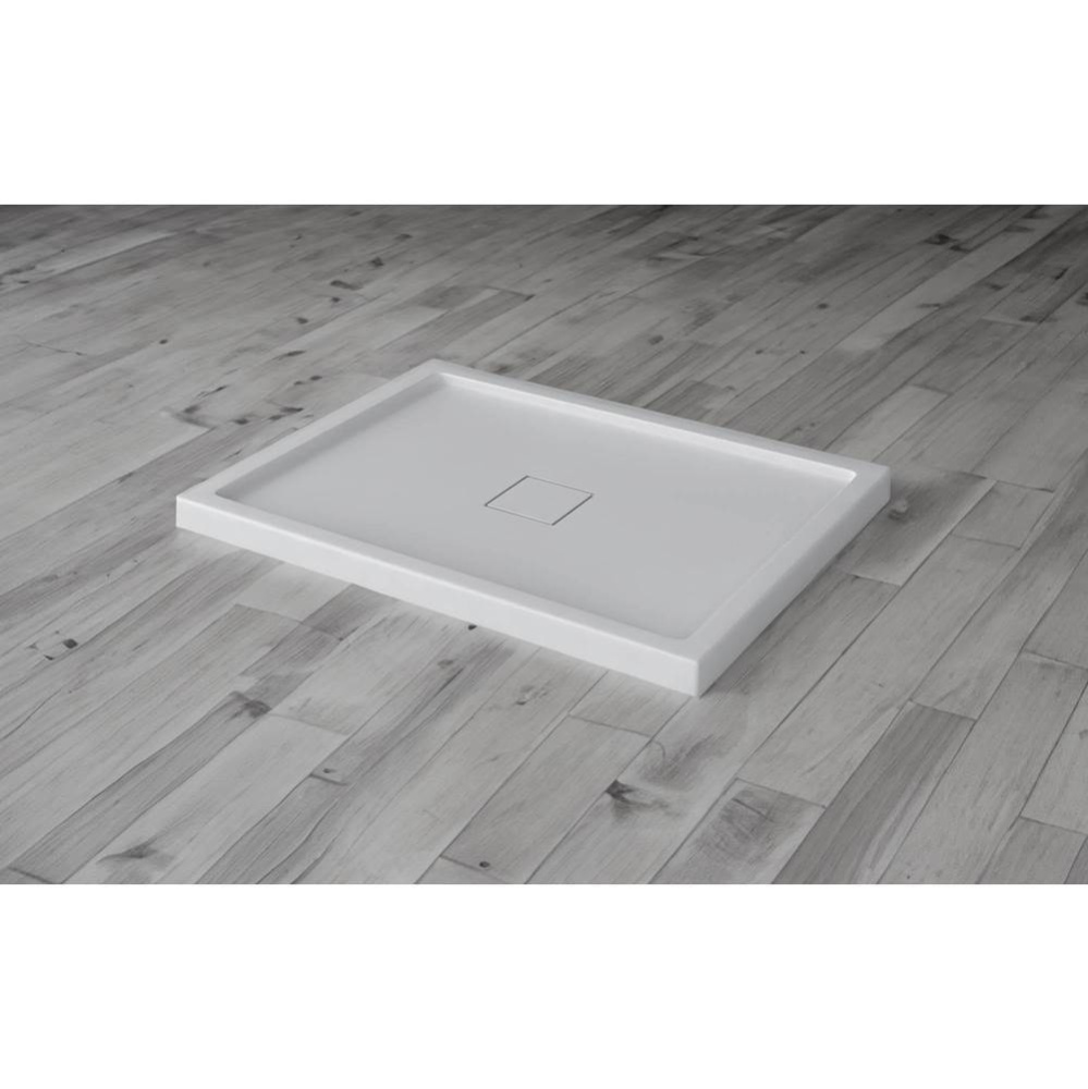 Corner Shower Base, Square cover drain , 42 x 32, Glossy White