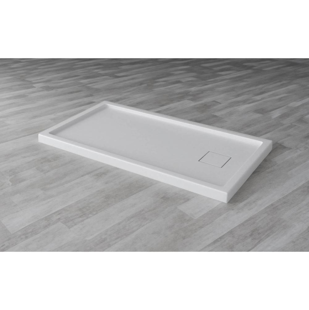 Corner Shower Base, Square cover drain , 48 x 32, Glossy White