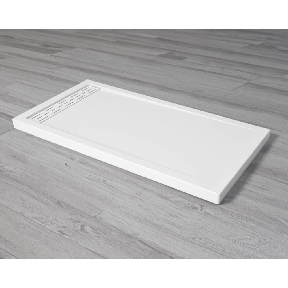 Corner Shower Base, Linear drain cover , 48 x 36, Glossy White