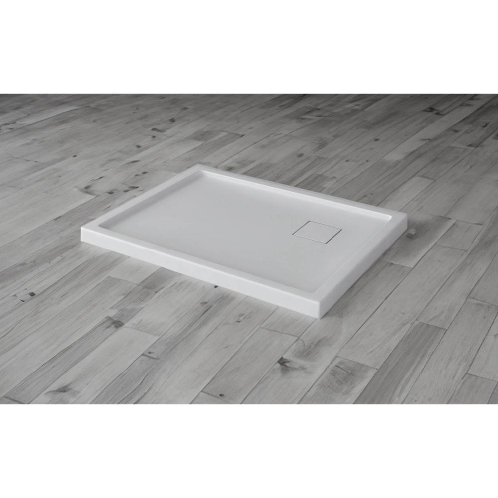 Corner Shower Base, Square cover corner drain , 48 x 36, Glossy White