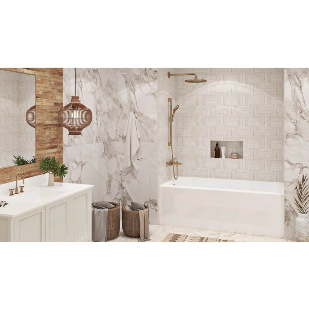 City 60 x 32, Alcove AeroMassage Bathtub, Glossy White