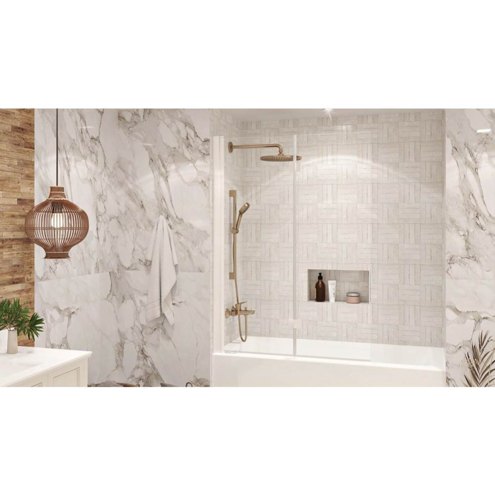 QI-105 Hinged 47, Bathtub Shield, Matte White