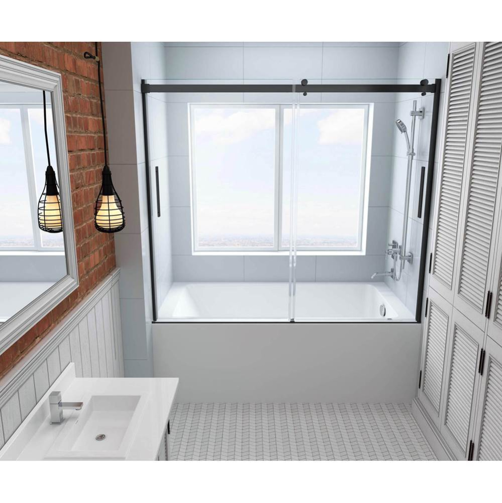 Hydria 60, Sliding Alcove Bathtub Door, Matte Black