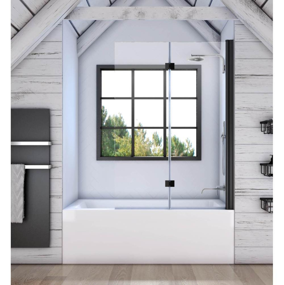 QI-105 Hinged 47, Bathtub Shield, Matte Black