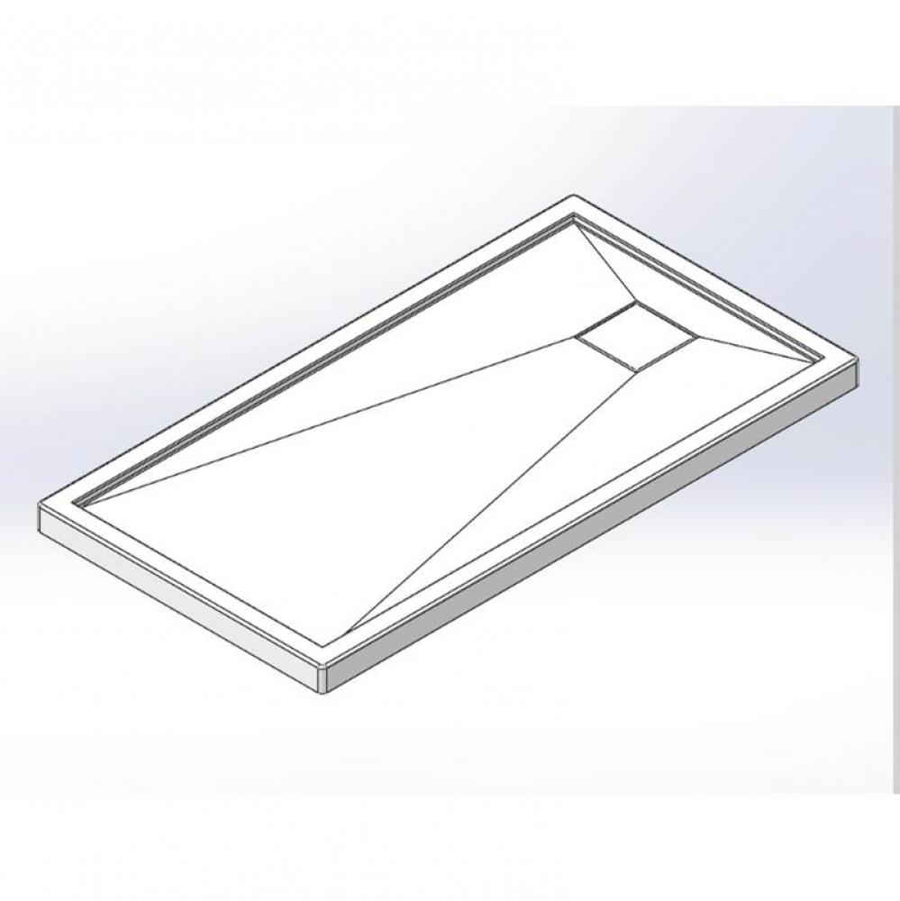 Base 48x32 square LH drain, T. flange D, white
