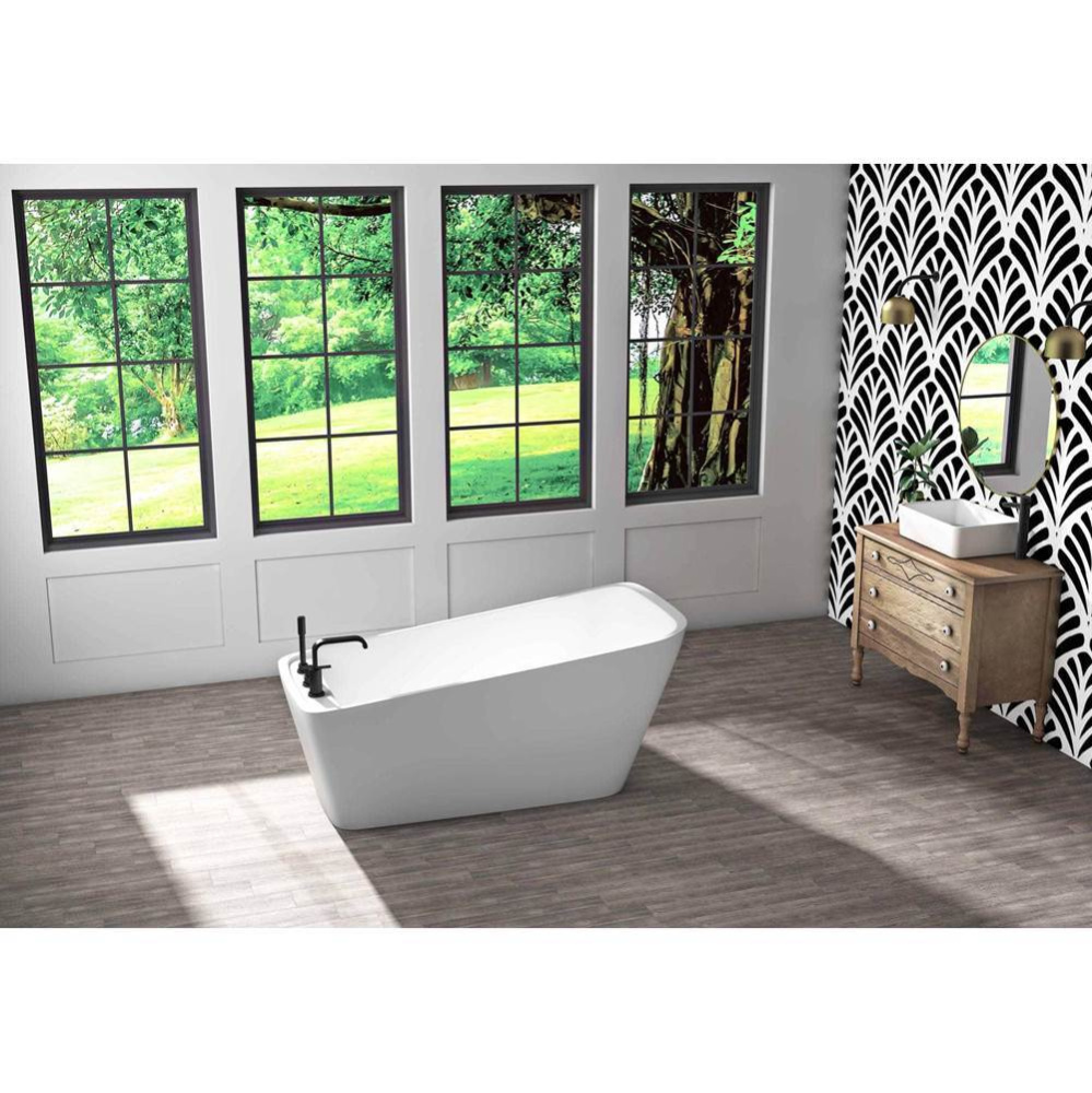 Sikome Freestanding 63 x 31, AeroMassage Bathtub, Glossy White