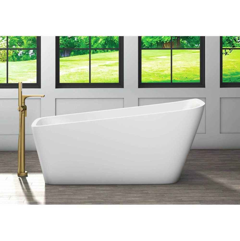 Sikome Freestanding 63 x 31, Soaking Bathtub, Glossy White