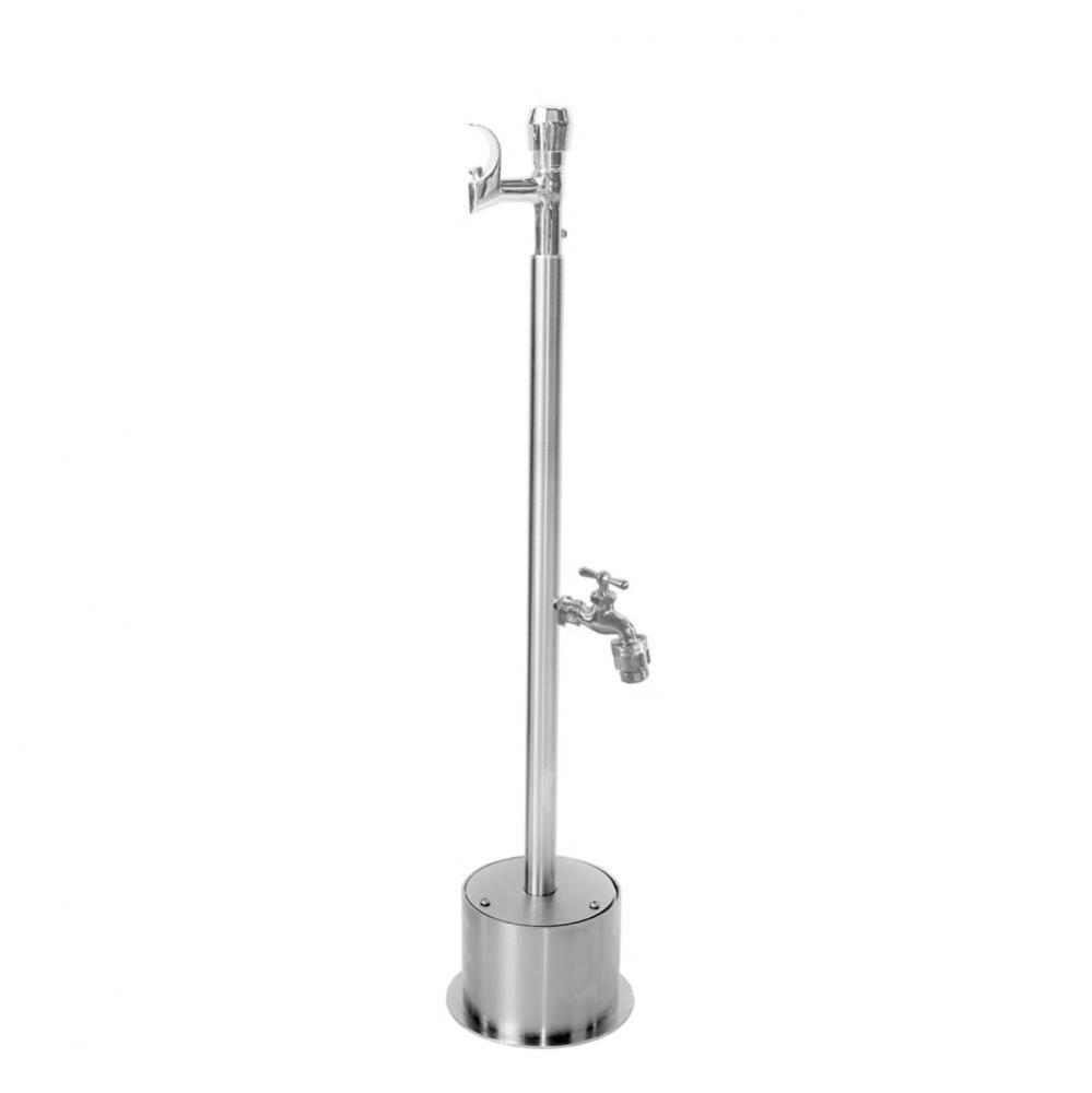 Free Standing Single Supply ADA Metered Drinking Fountain, Hose Bibb