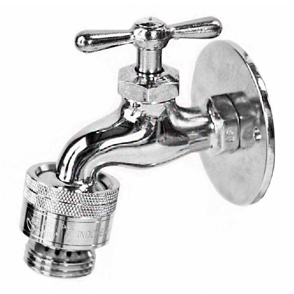 Wall Mount Hose Bibb - 3/4'' Male Hose Thread, Vacuum Breaker - Chrome Plated Brass