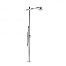 Outdoor Shower FTA-D50-CHS - ''Onda'' Free Standing Single Supply Shower Unit - Hand Spray - 8''
