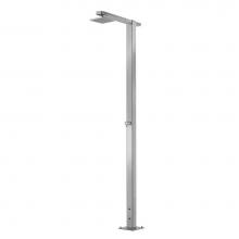 Outdoor Shower FTA-Q86T-C-ADA - ''Square'' Free Standing Single Supply Shower Unit - ADA Metered Push Valve -