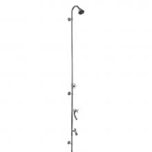 Outdoor Shower PM-750-CHV - Wall Mount Single Supply Shower - Cross Handle Valve, 3'' Shower Head, Hose Bibb, Foot S