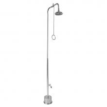 Outdoor Shower PS-1000-PCV - Free Standing Single Supply Shower - Pull Chain Valve, 8'' Shower Head, Hose Bibb