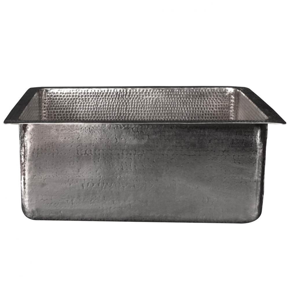 20'' Rectangle Hammered Copper Kitchen/Bar/Prep Single Basin Sink in Nickel