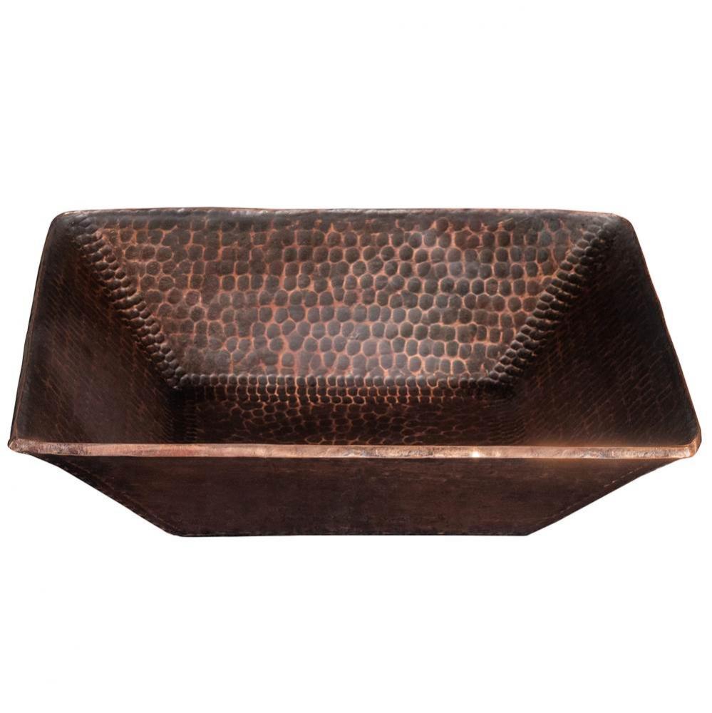 14'' Square Hand Forged Old World Copper Vessel Sink
