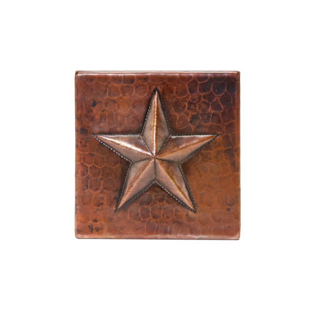 4'' x 4'' Hammered Copper Star Tile