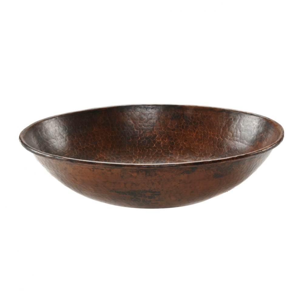17'' Oval Wired Rim Vessel Hammered Copper Sink