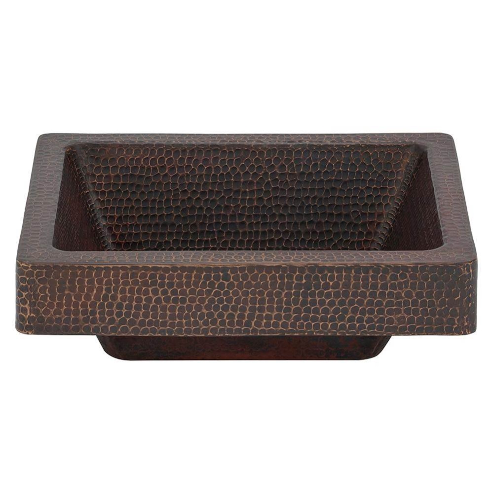 15'' Rectangle Skirted Vessel Hammered Copper Sink
