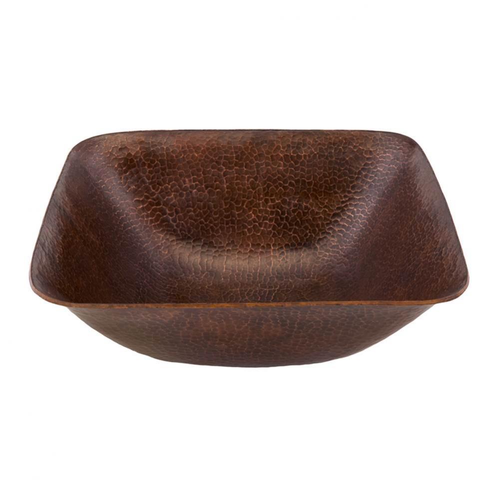 14'' Square Vessel Hammered Copper Sink