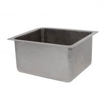 Premier Copper Products BREC16EN - 16'' Gourmet Rectangular Hammered Copper Bar/Prep Sink in Nickel