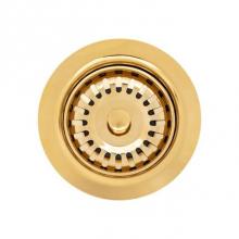 Premier Copper Products D-132PB - 3.5'' Kitchen Prep Bar Basket Strainer Drain Polished Brass