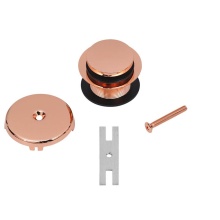 Premier Copper Products D-301PC - Tub Drain Trim and Single-Hole Overflow Cover for Bath Tubs - Polished Copper