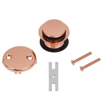 Premier Copper Products D-302PC - Tub Drain Trim and Two-Hole Overflow Cover for Bath Tubs - Polished Copper