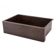Premier Copper Products KASDB33229 - 33'' Hammered Copper Kitchen Apron Single Basin Sink