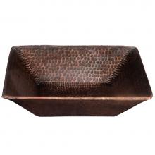 Premier Copper Products PVSQ14DB - 14'' Square Hand Forged Old World Copper Vessel Sink