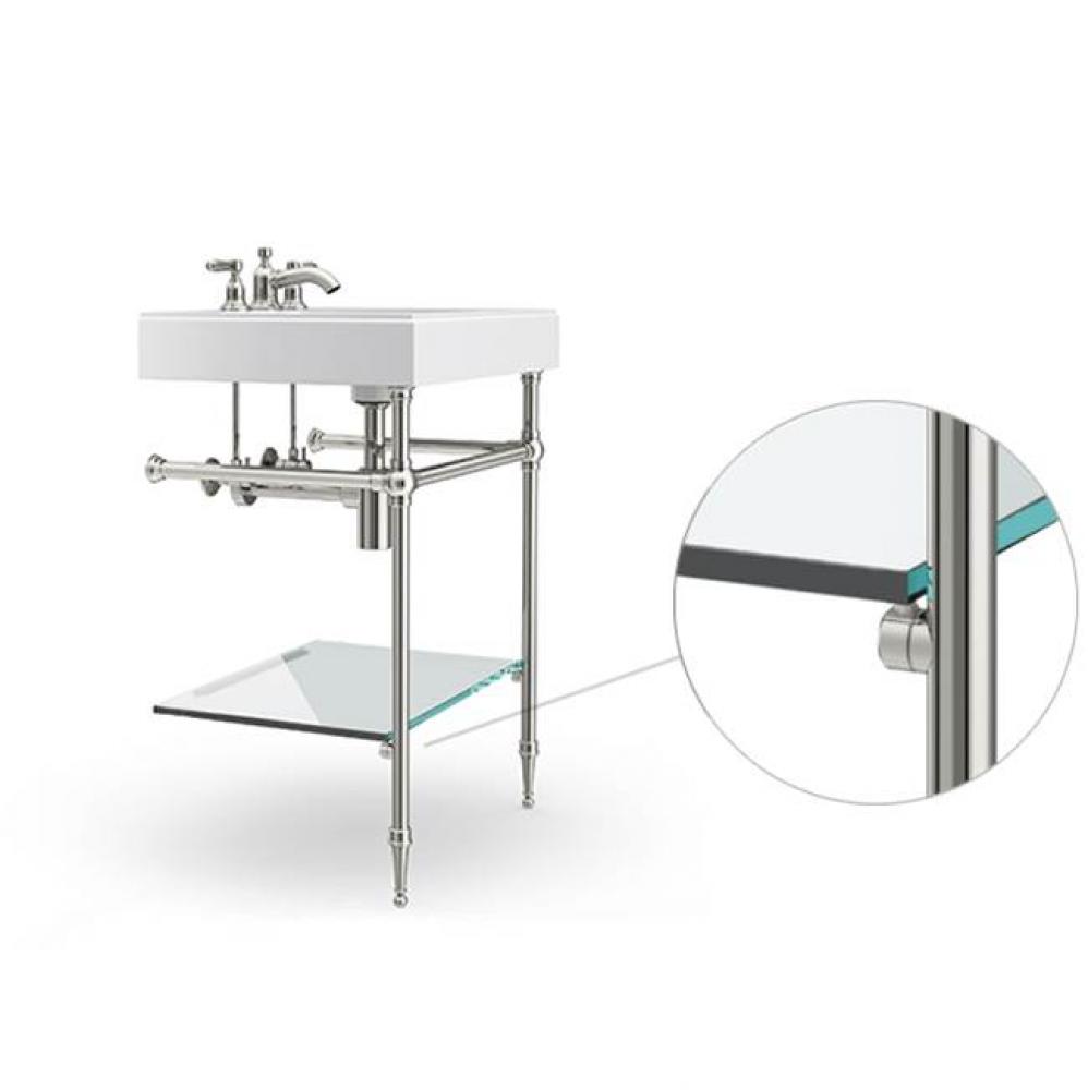 Shelf Support Clip - Glass in Satin Nickel Un-Lacquered