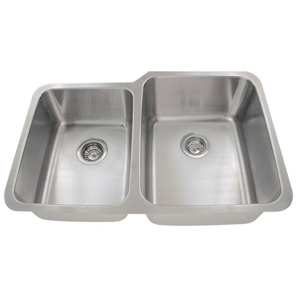 Offset Double Bowl Stainless Steel Kitchen
