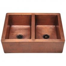 Polaris Sinks P219 - Equal Double Bowl Copper Apron