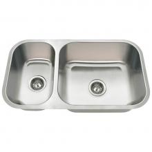 Polaris Sinks PB8123L - Offset Double Bowl Undermount Stainless Steel