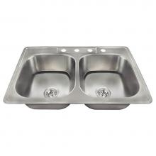 Polaris Sinks PT2201US - Topmount Double Equal Bowl Stainless Steel