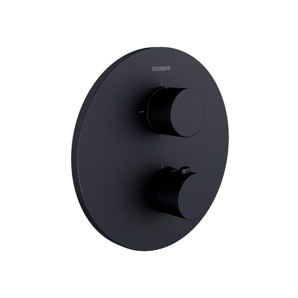 Urban Thermostatic Valve Trim Kit With Volume Control And Manual Diverter, Matte Black