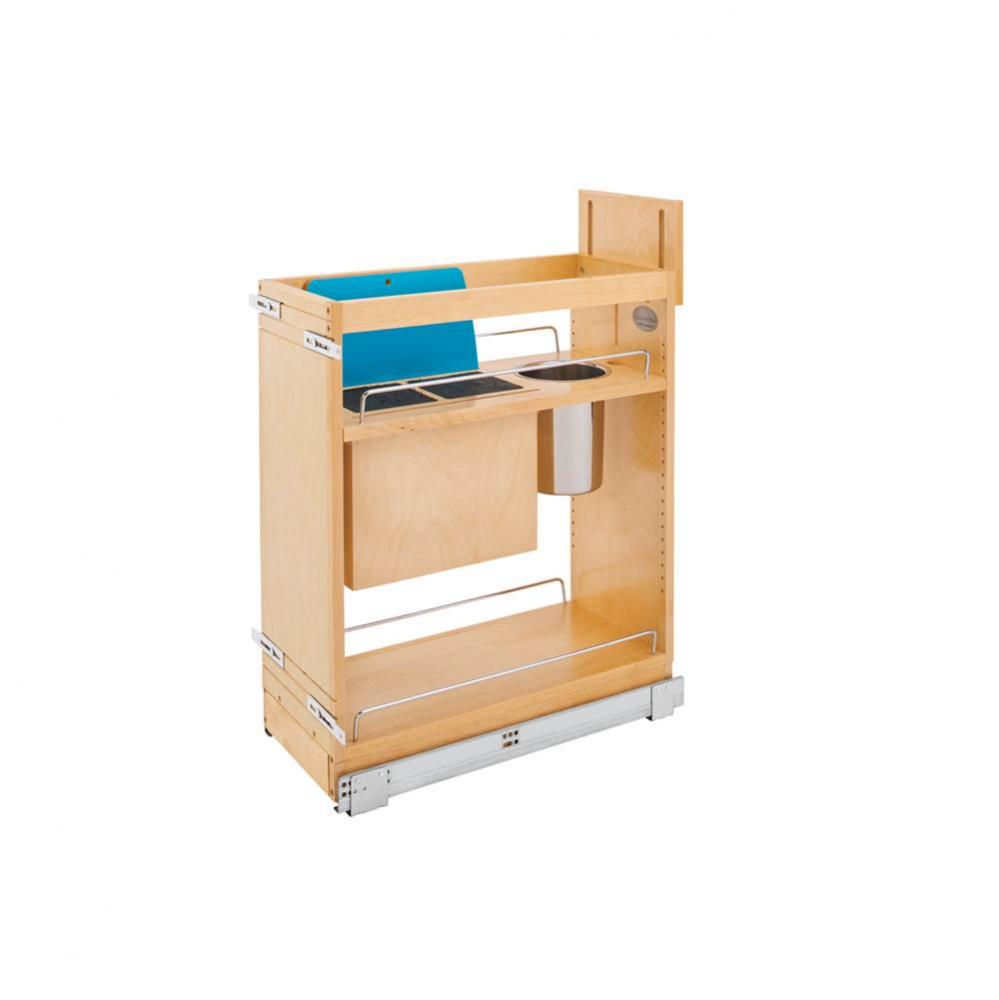 Wood Base Cabinet Knife Block Pull Out Organizer w/Soft Close