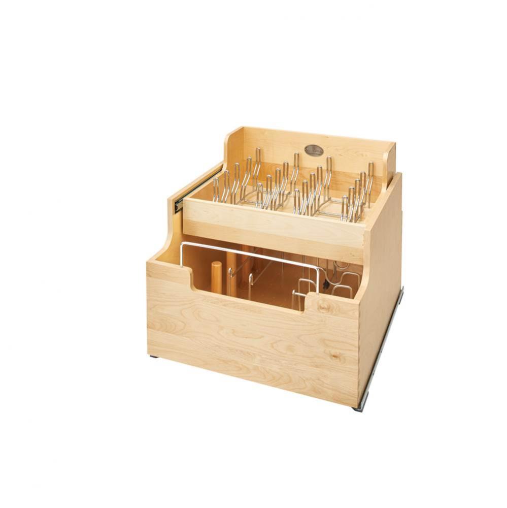 Wood Base Cabinet Cookware Pull Out Organizer w/Soft Close